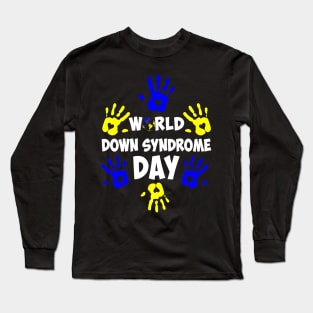 Hand Print World Down Syndrome Day Long Sleeve T-Shirt